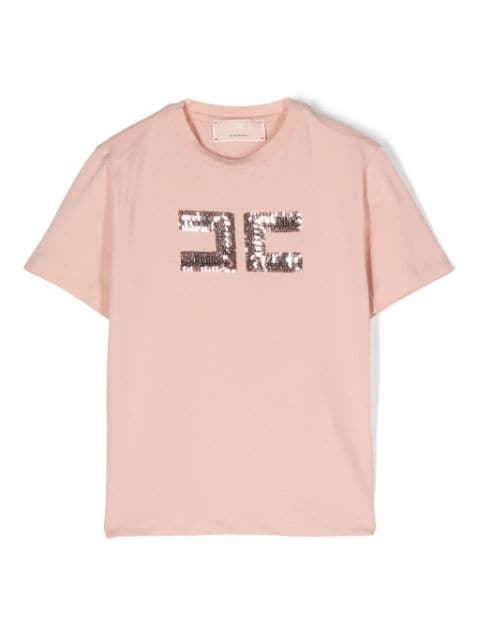 Elisabetta Franchi La Mia Bambina T-Shirt mit Pailletten-Logo