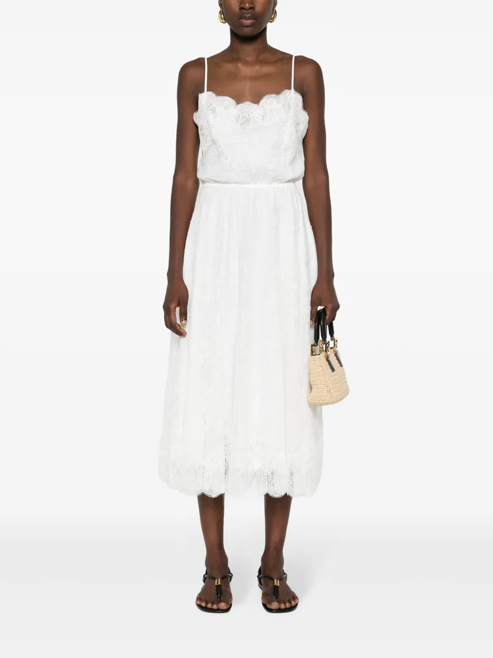 Ermanno Scervino floral-lace midi dress - Beige