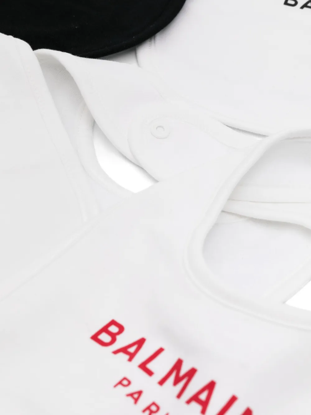 Balmain Kids logo-print cotton bibs (set of five) - Wit