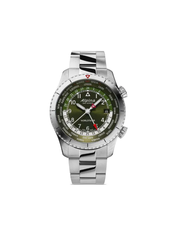 Alpina Startimer Pilot Quartz Worldtimer 41mm Green FARFETCH CA