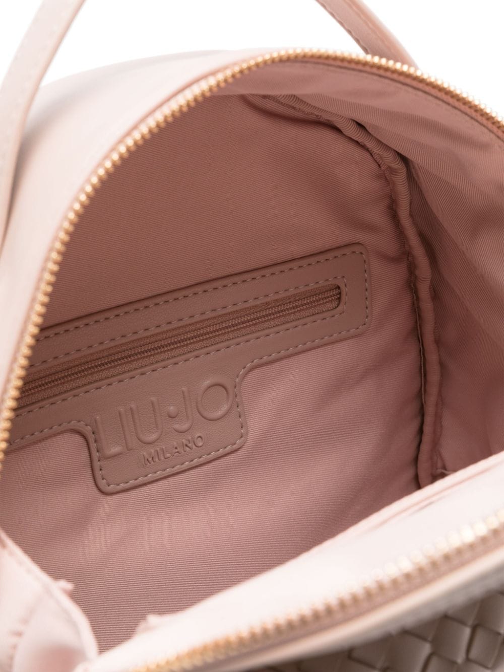 Shop Liu •jo Logo-plaque Interwoven Backpack In Pink