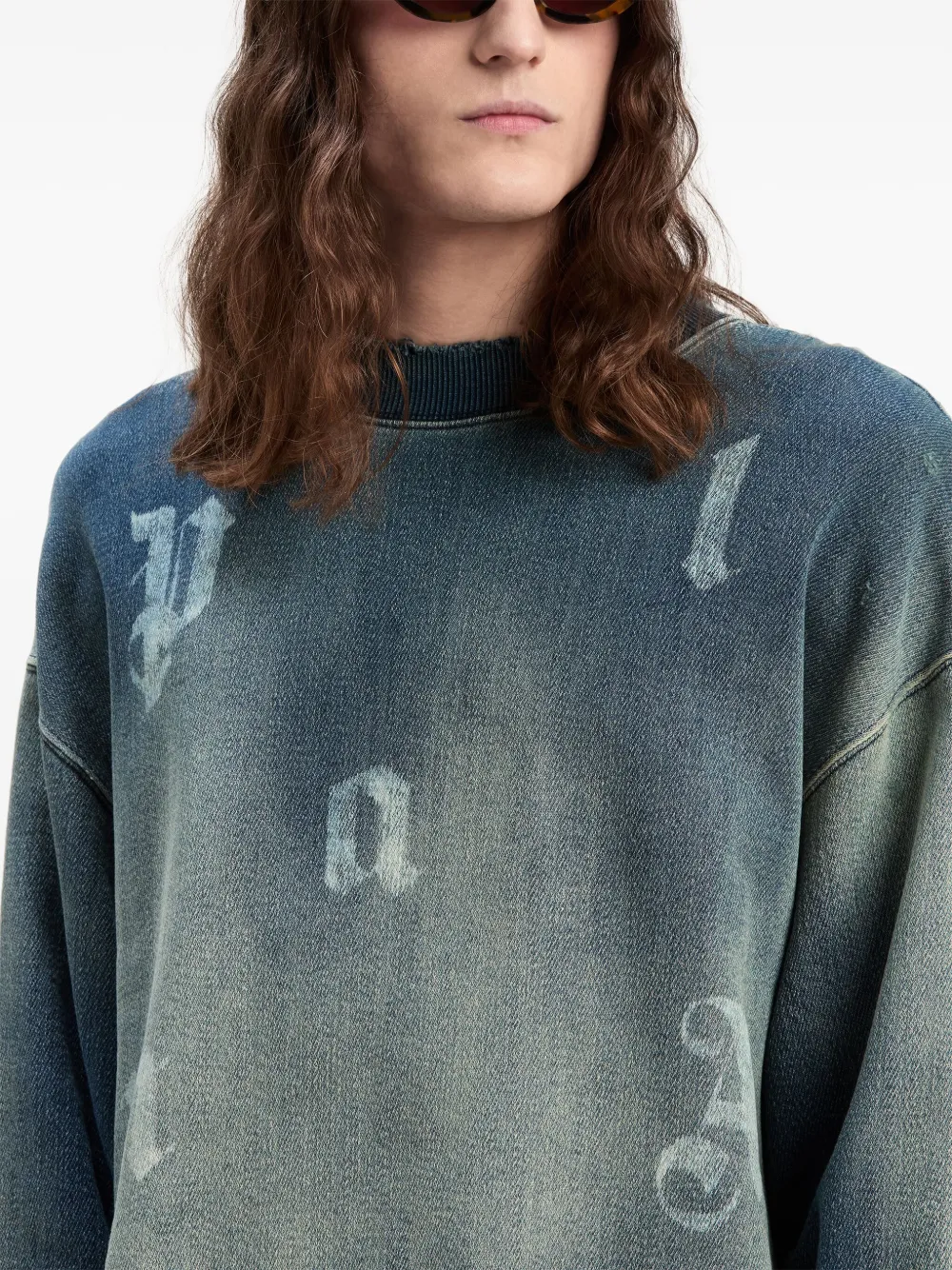 Palm Angels お洒落 ウォッシュド スウェットシャツ Palm Angels ウォッシュド スウェットシャツ | ブルー | FARFETCH JP
