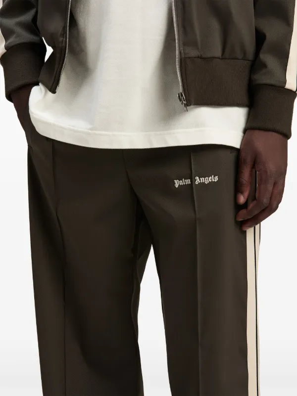 Palm Angels logo-embroidered Wool Track Pants | Brown | FARFETCH