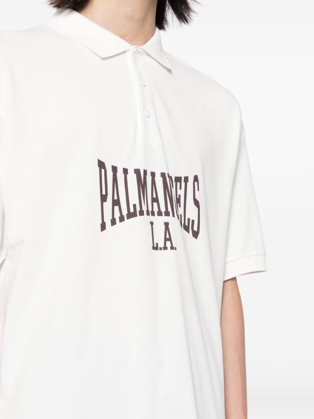 Shop Palm Angels Logo Print Polo Shirts In 0329 0329 Off White Plum