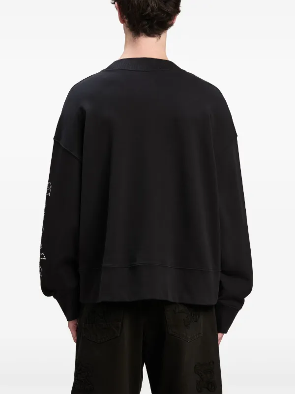 パームエンジェルス コットンGothic Logoフ―ディーブラック Palm Angels studded-logo Cotton Sweatshirt | Black | FARFETCH