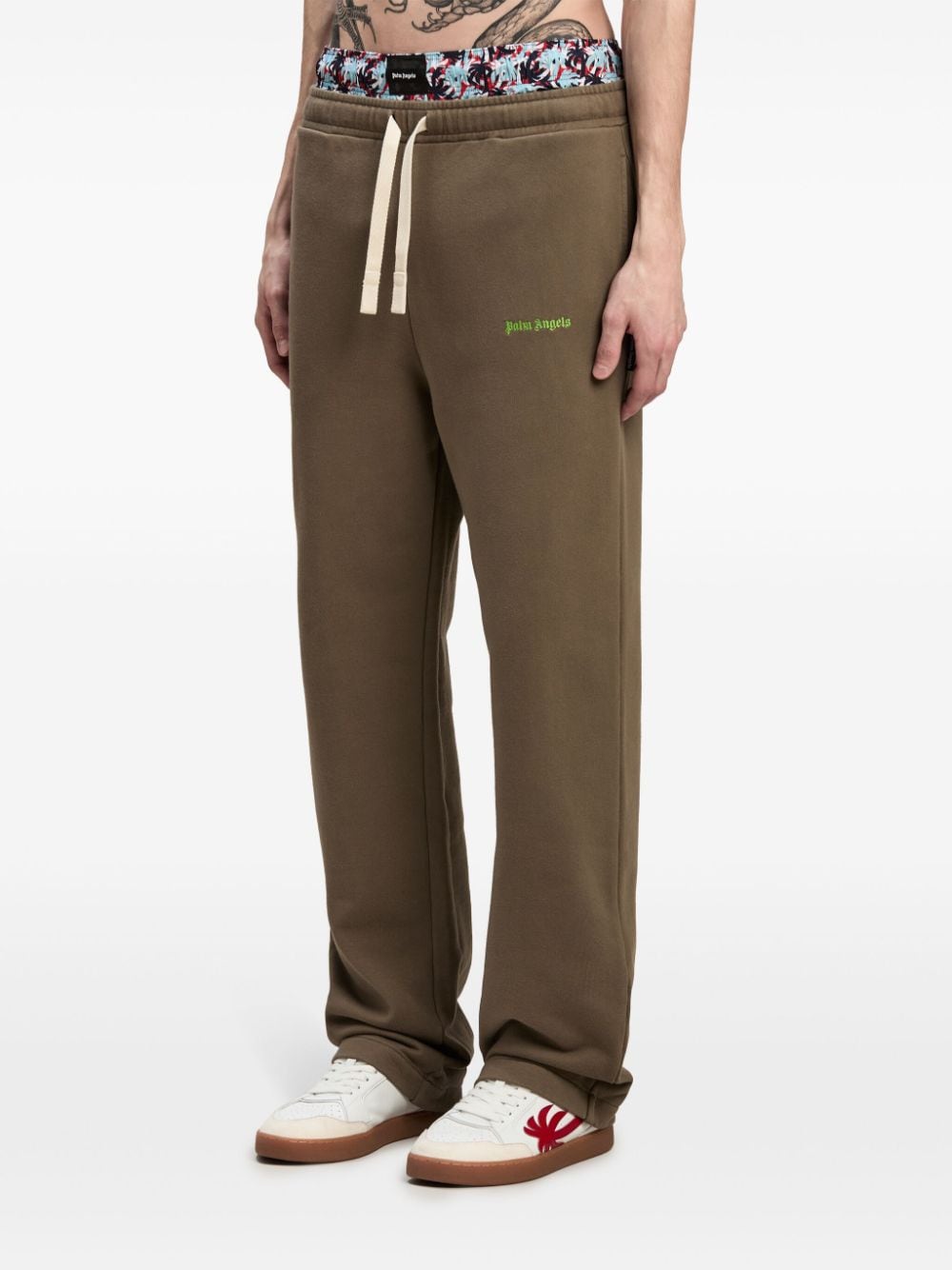 Shop Palm Angels Logo-embroidered Track Pants In Brown