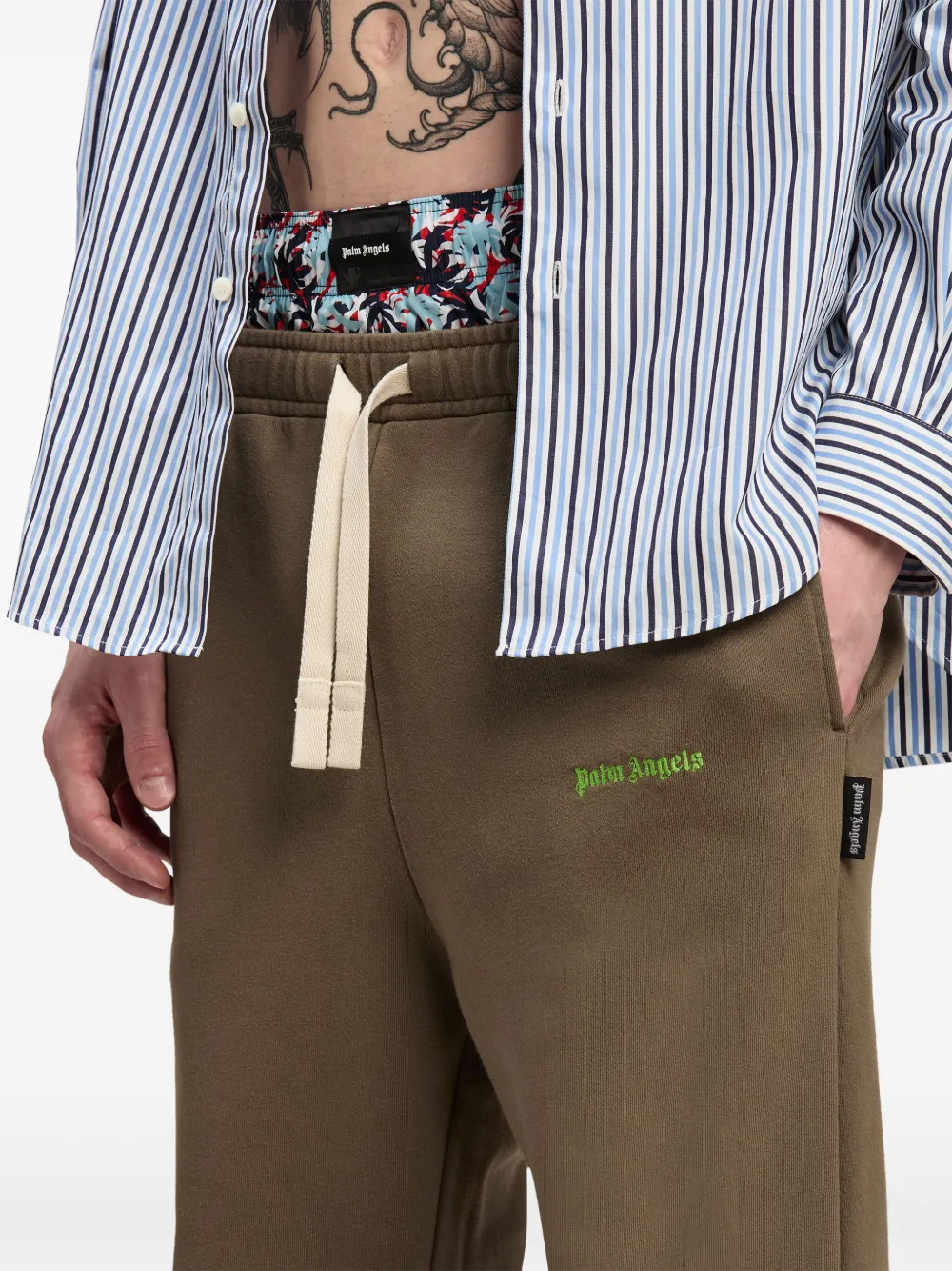 Palm Angels logo-embroidered Track Pants | Brown | FARFETCH