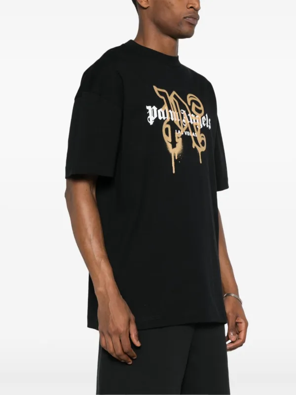 【関税込み】PALM ANGELS MONOGRAM PATTERN SHIRT Palm Angels Las Vegas monogram-print T-shirt | Black | FARFETCH