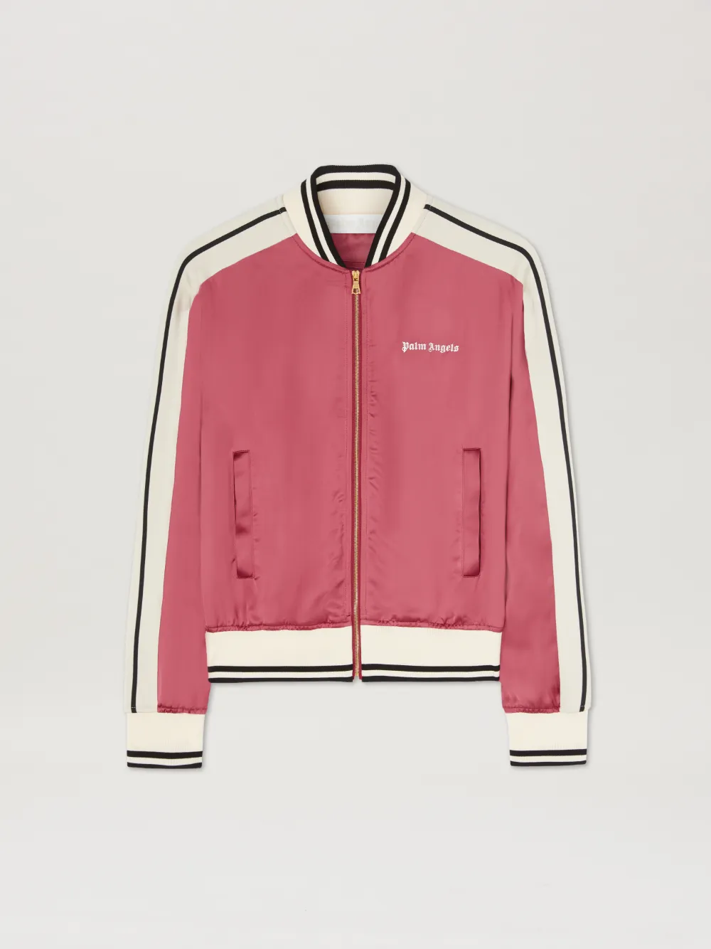 Palm Angels Tiziano Red Viscose Bomber Jacket In Rosa