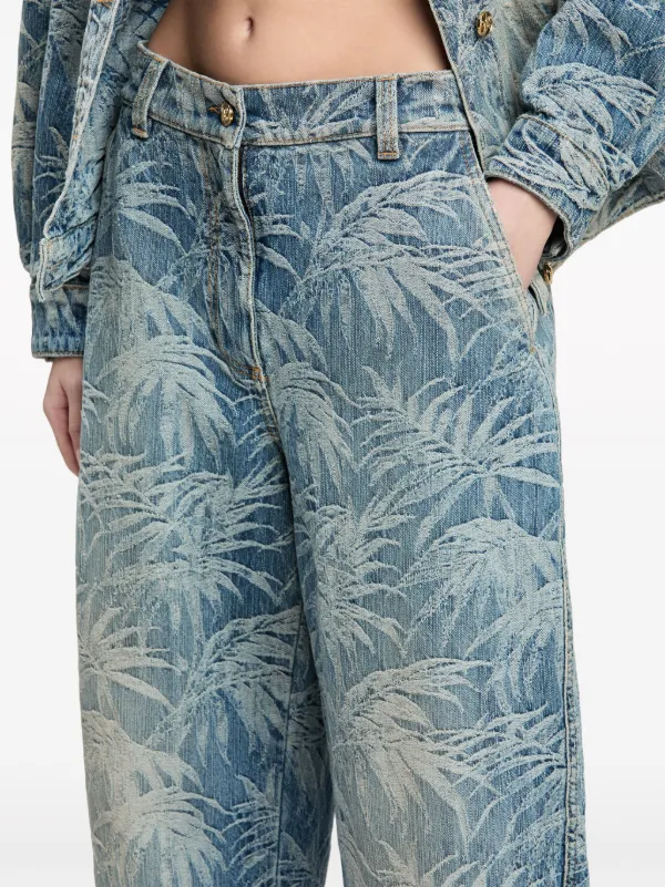 デニム・ジーパン PALM ANGELS Woman Jeans Denim PWYB032R24DEN002 4545 Palm Angels Distressed Wide Leg High-Rise Denim Jeans (Denim