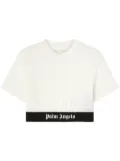 Palm Angels logo-underband cotton crop top - White