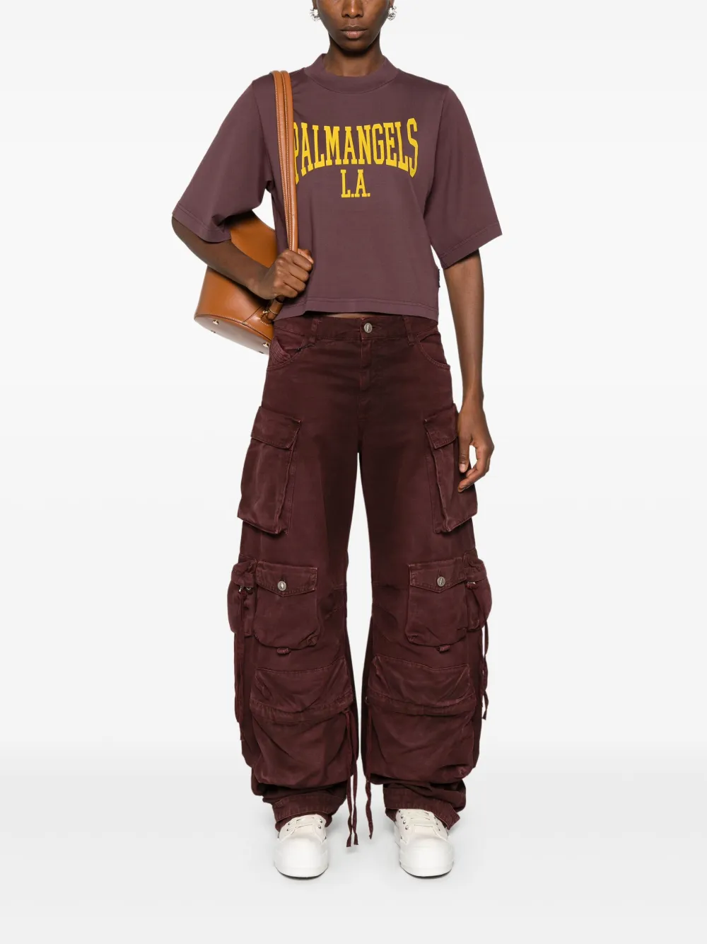 Palm Angels Katoenen T-shirt met logoprint - Paars