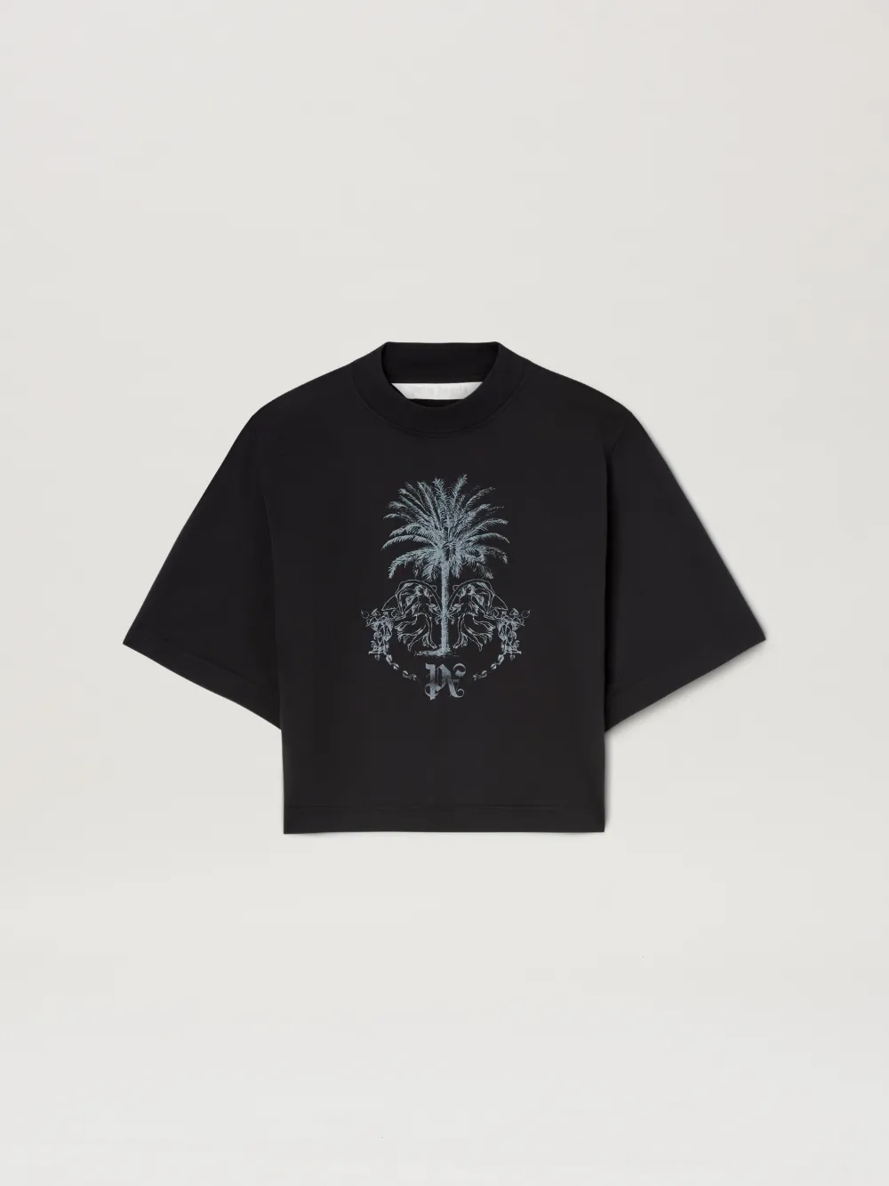 Palm Angels Palms Pencil Cotton Cropped Top In Black