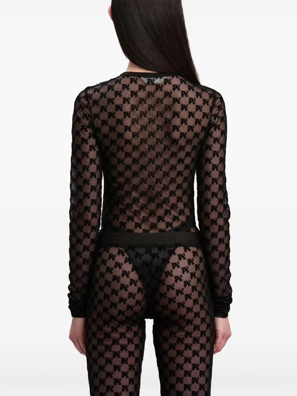 Palm Angels Monogram-pattern Sheet Top In Black