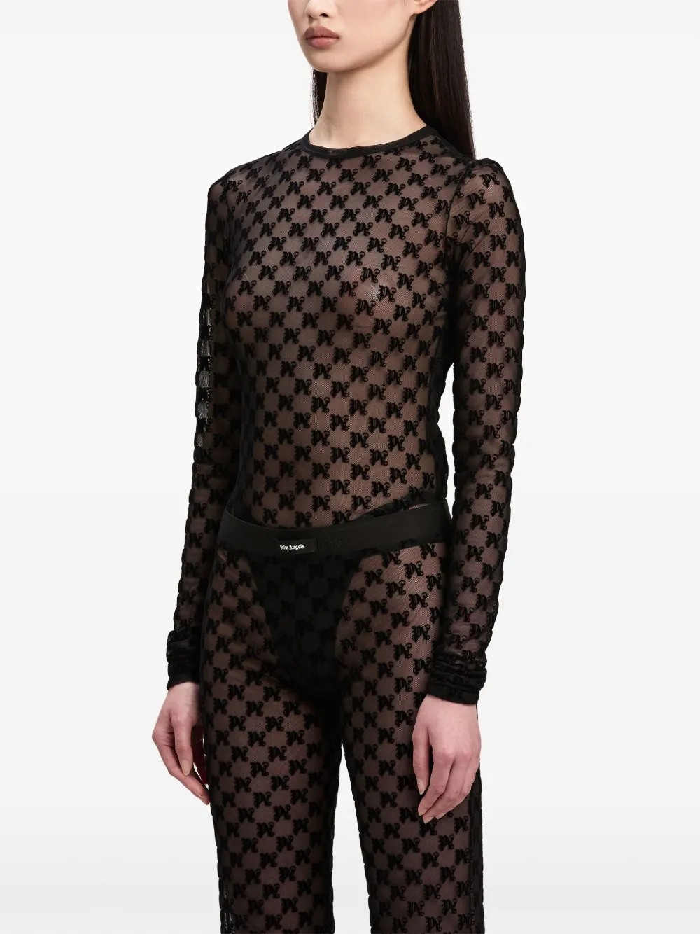 Palm Angels Monogram-pattern Sheet Top In Black