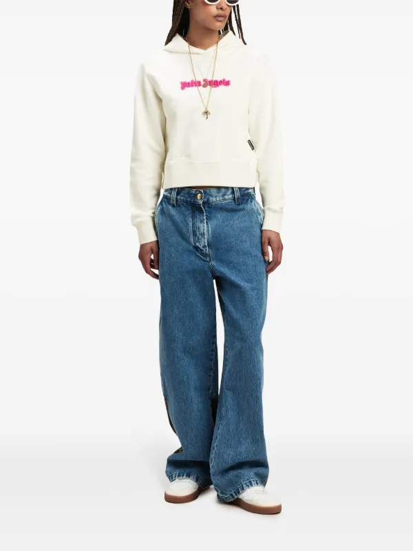 パームエンジェルス ロゴ刺繍パーカー ホワイト Palm Angels Monogram Statement パーカー | ホワイト | FARFETCH JP