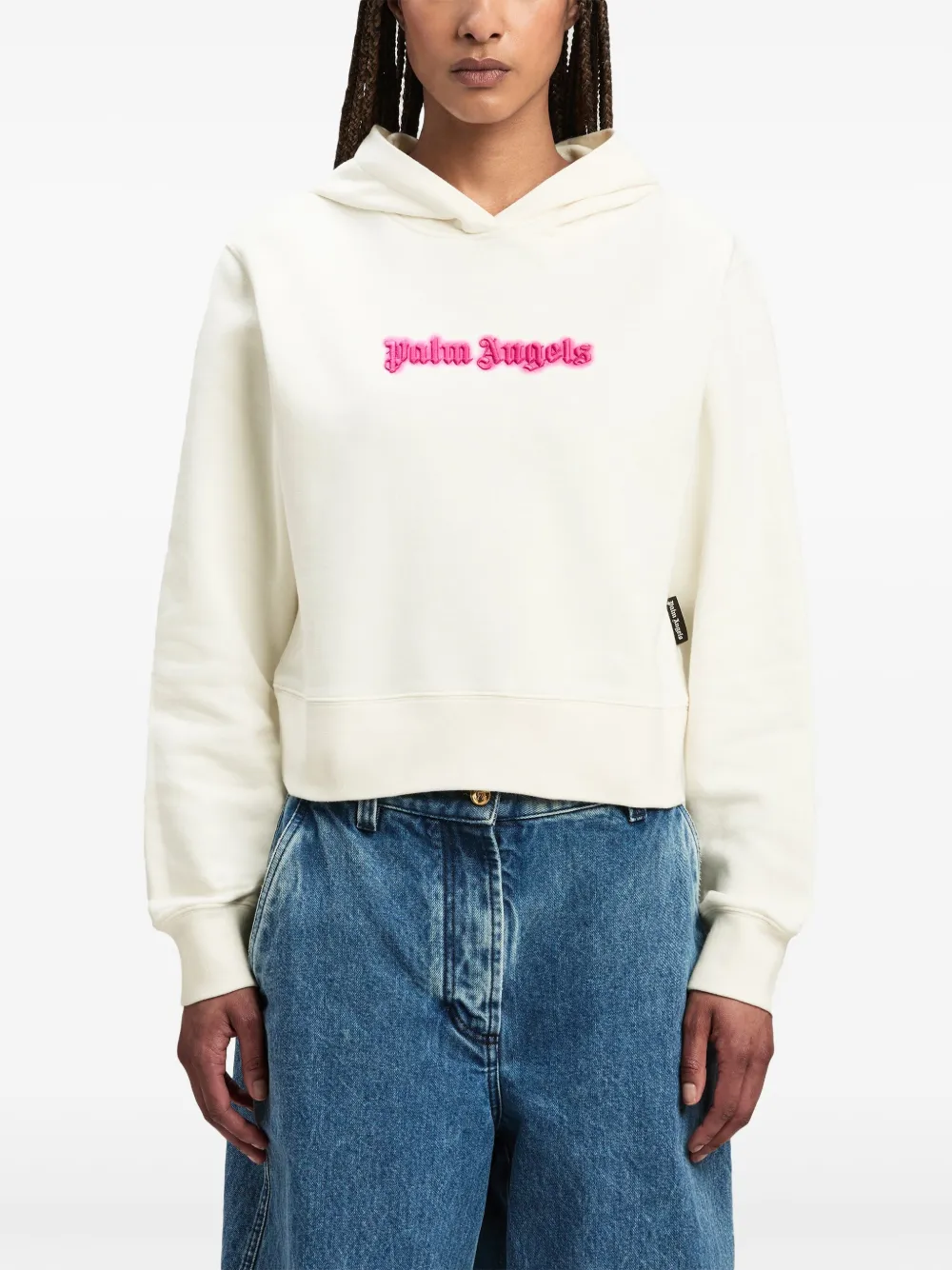 Palm Angels Hoodie met logoprint Wit