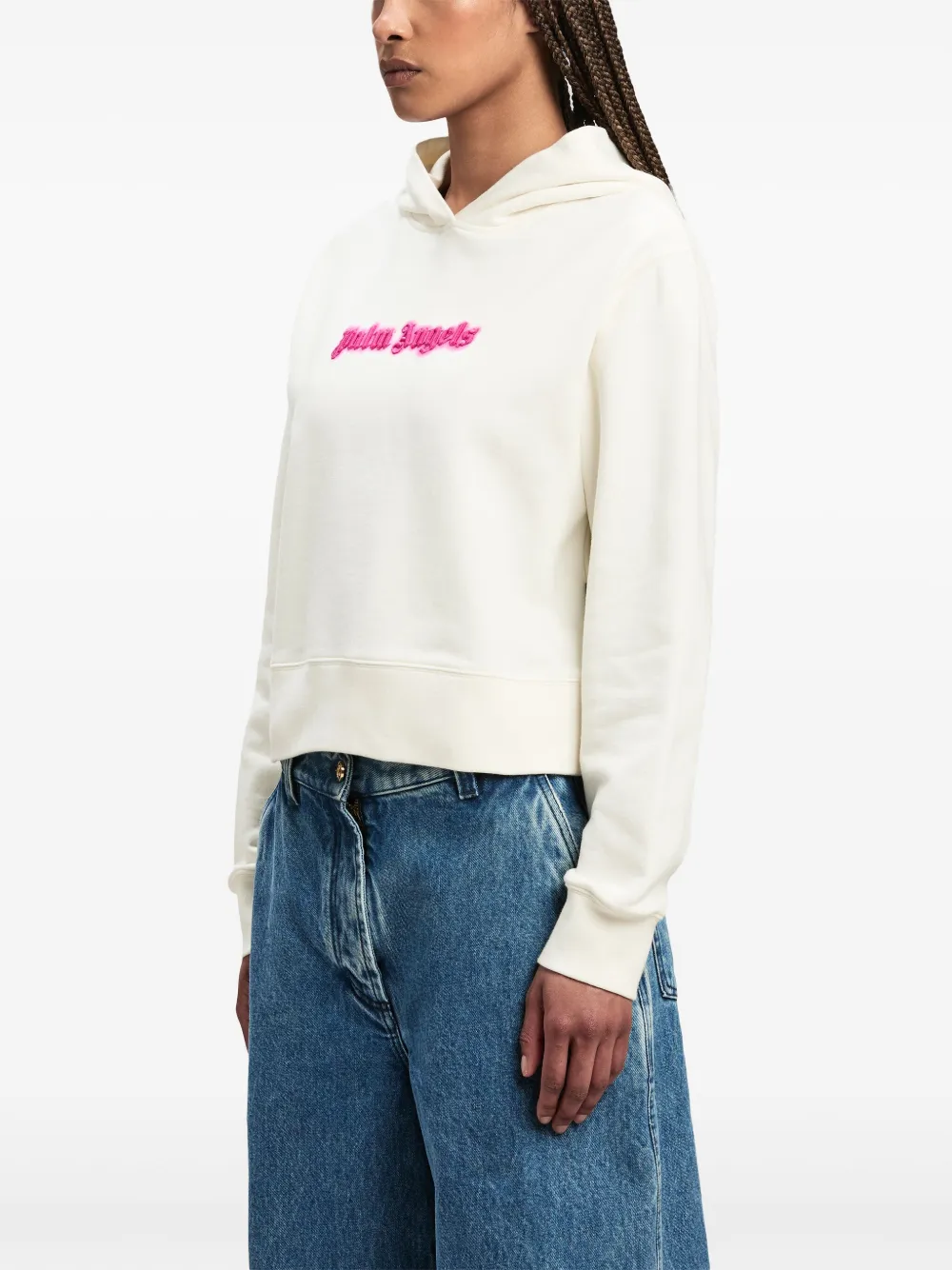 Palm Angels Hoodie met logoprint Wit