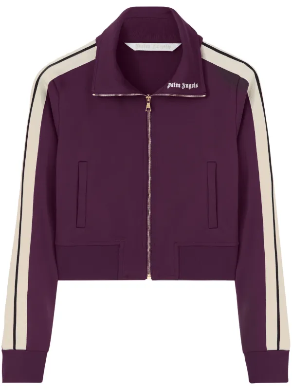 Palm Angels logo embroidered Cropped Jacket Purple FARFETCH IE