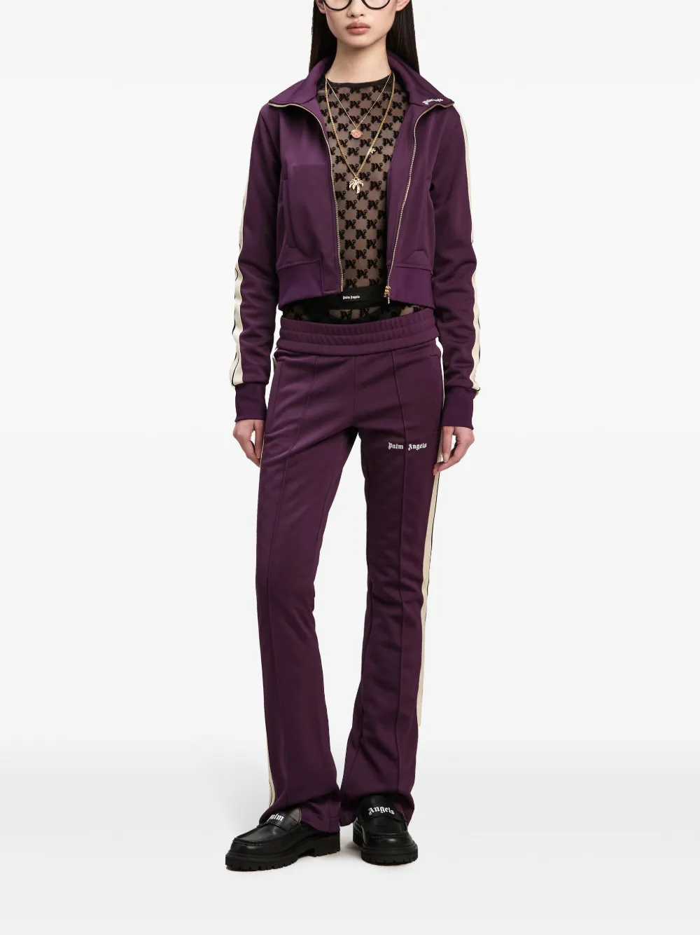 Palm Angels Giacca Crop Con Ricamo Viola FARFETCH IT