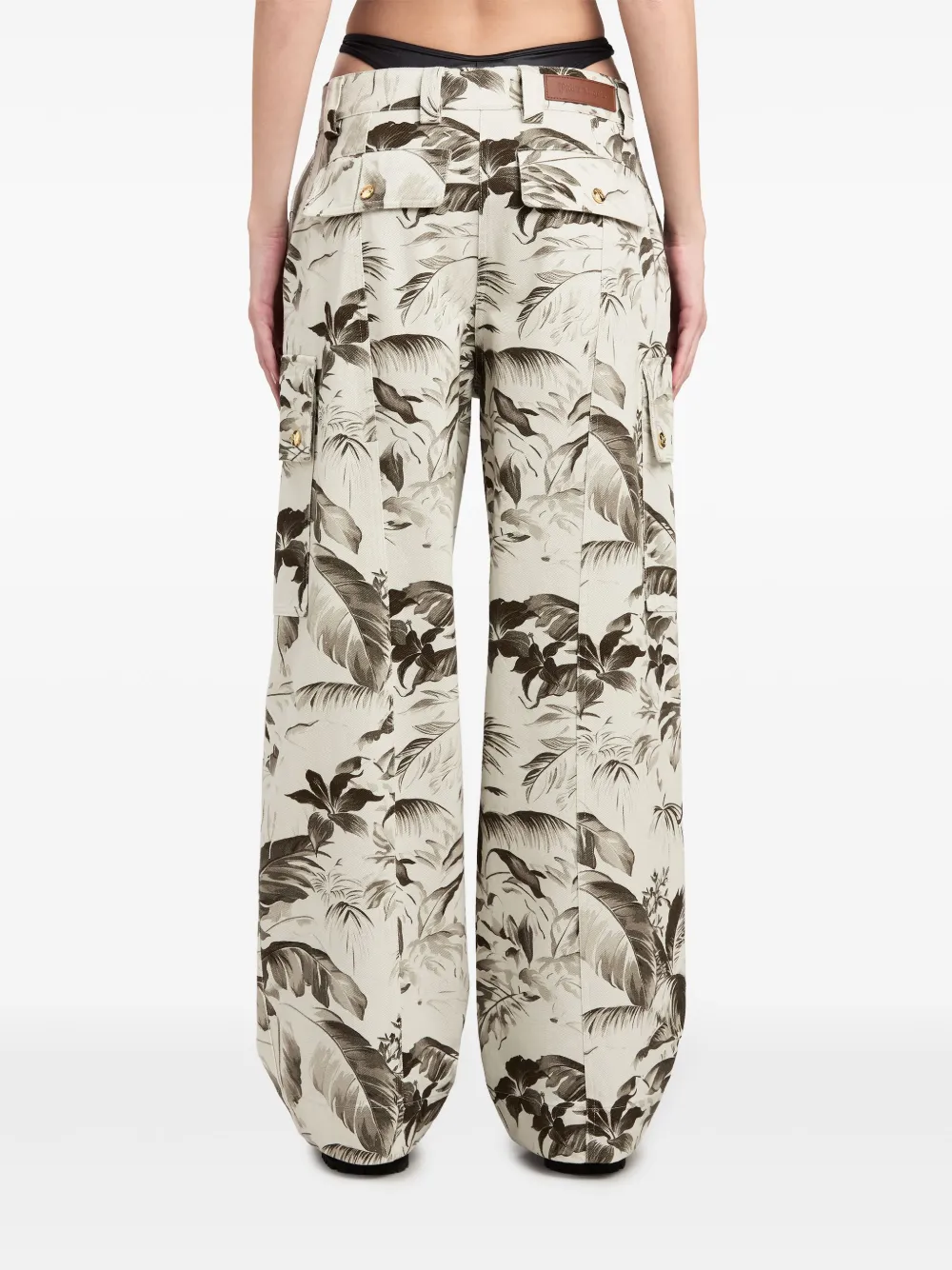 Palm Angels Jungle Wide-leg Cargo Trousers In Neutrals