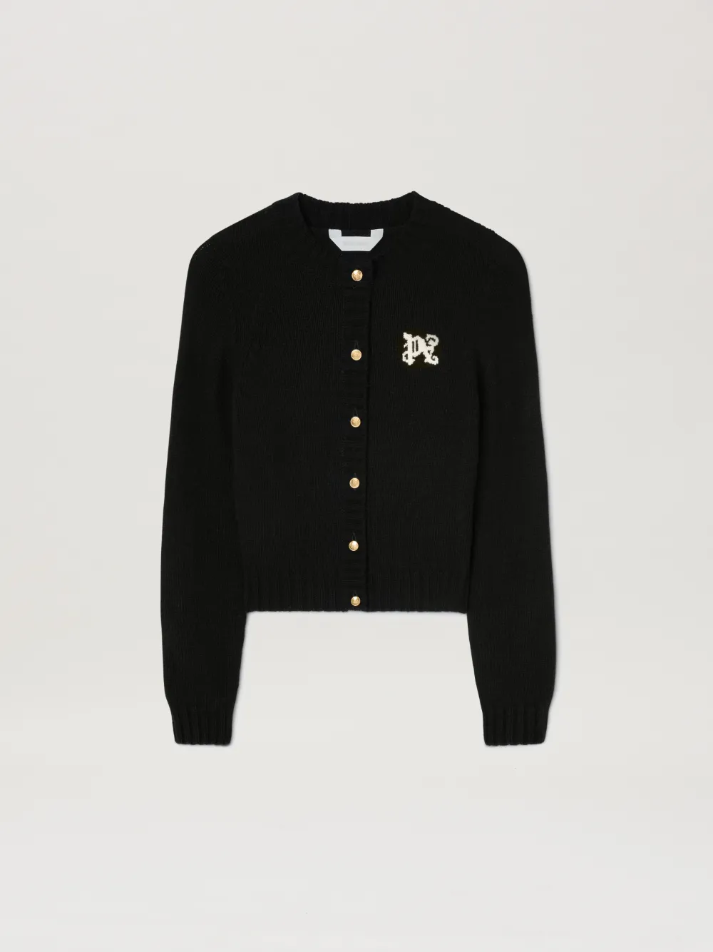 Palm Angels Monogram Embroidered Cardigan In Black