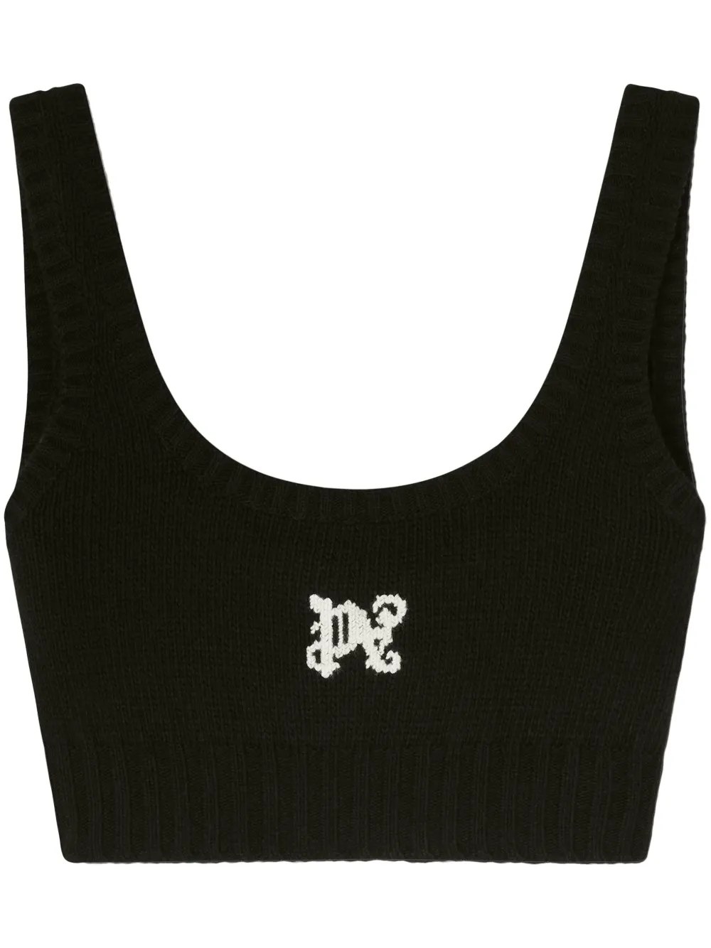 Palm Angels top corto tejido con logo en intarsia | negro | Image 1