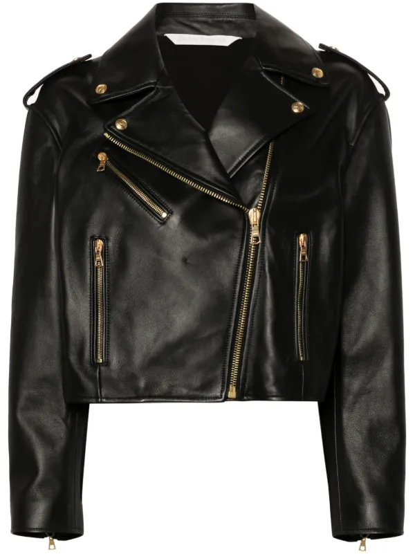Palm Angels logo print Leather Biker Jacket Black FARFETCH ZA