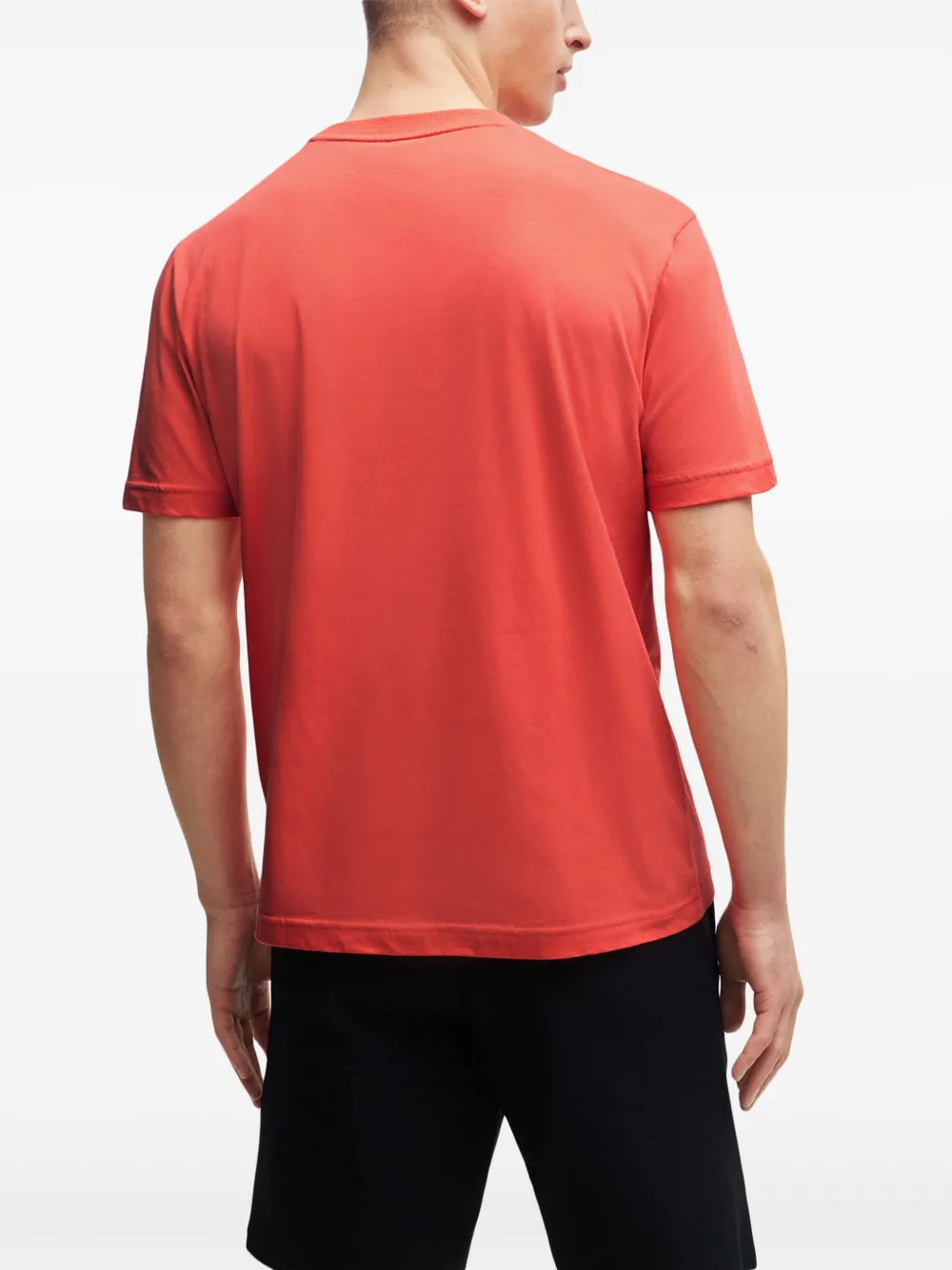 Shop Hugo Boss Textured-print Cotton T-shirt In Red