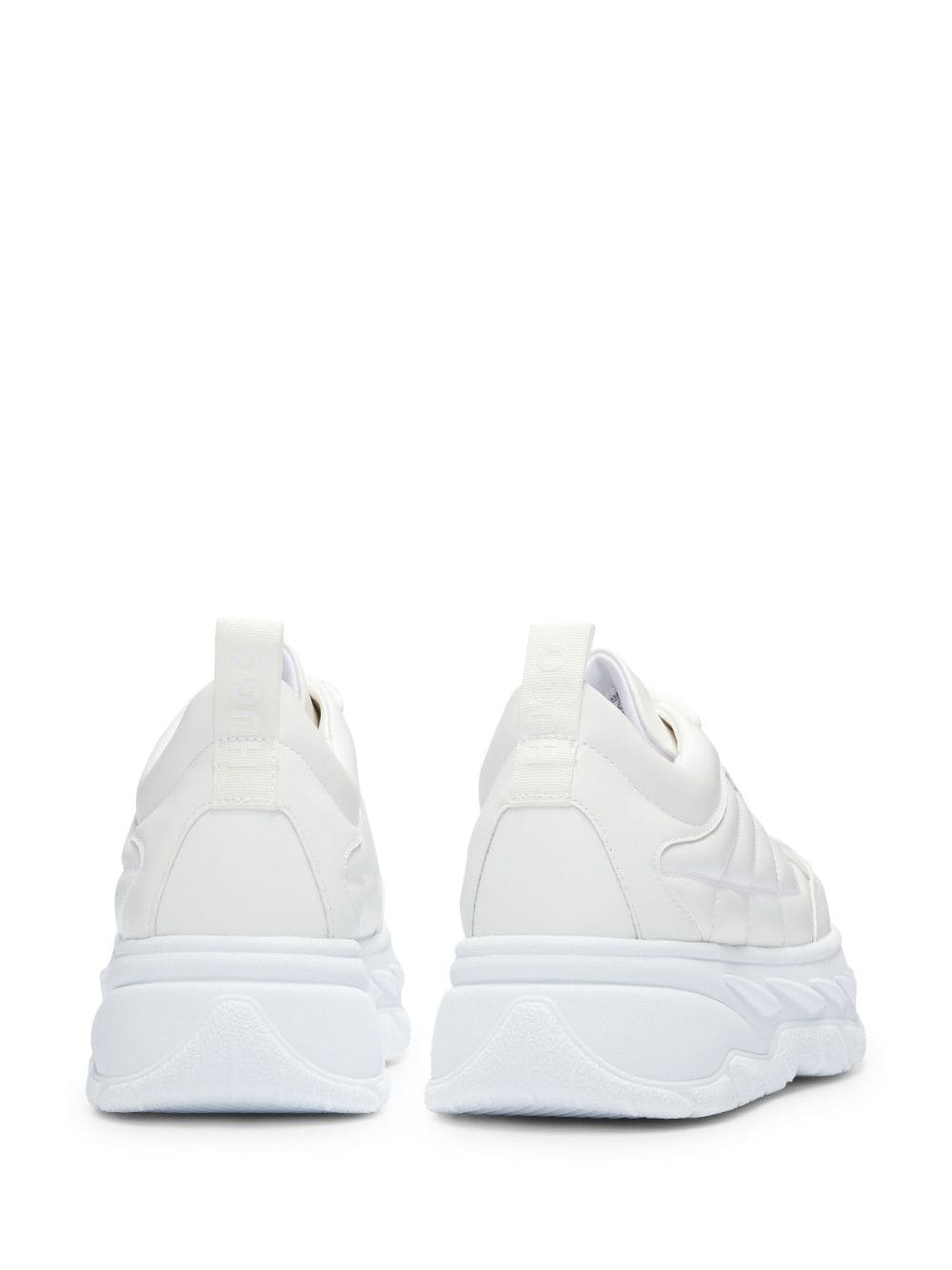 Shop Hugo Quilted Faux-leather Sneakers In White