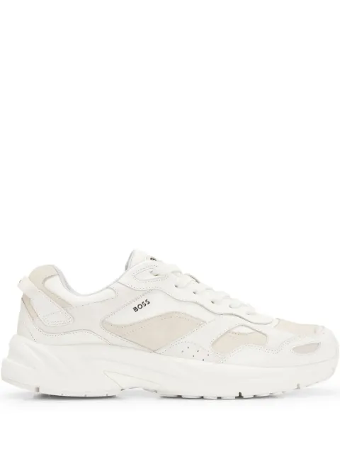 BOSS logo-print leather sneakers