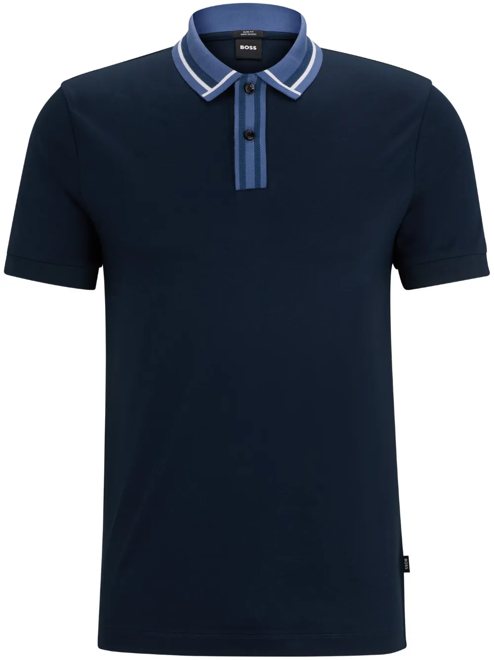 BOSS stripe-trim cotton polo shirt – Blue