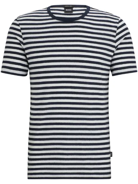 BOSS striped cotton-linen T-shirt