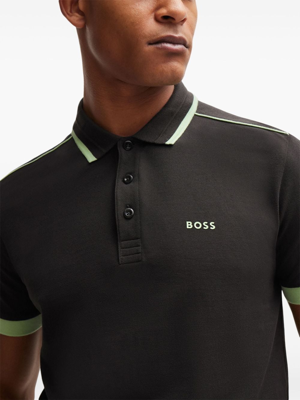 BOSS Poloshirt met contrasterende afwerking Grijs