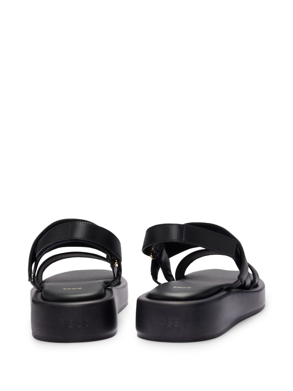 Shop Hugo Boss Eyelet-embellishment Leather Sandals In Black