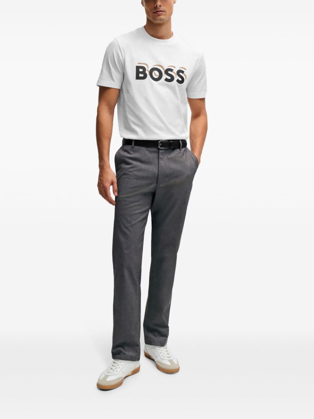 BOSS Straight katoenen chino - Blauw