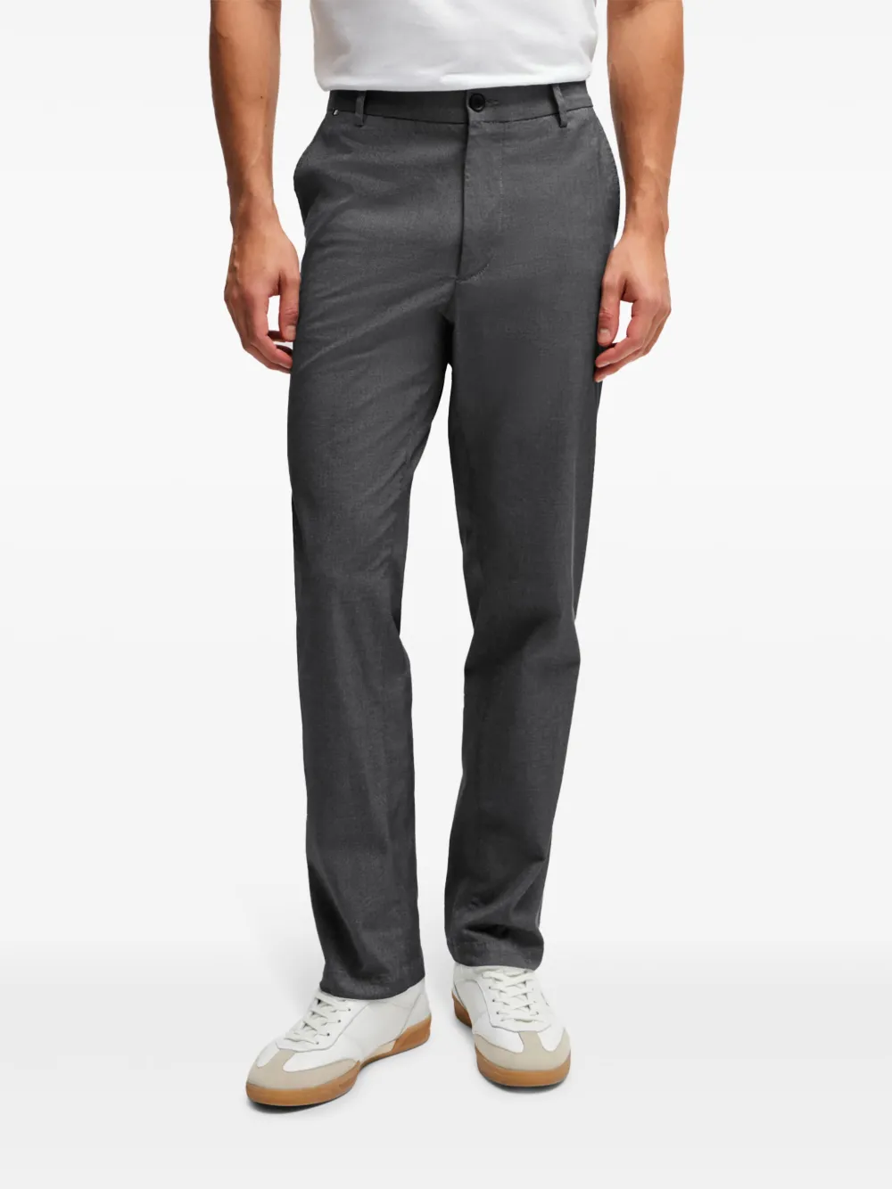 BOSS Straight katoenen chino Blauw