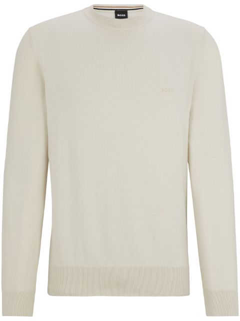 BOSS logo-embroidered cotton jumper