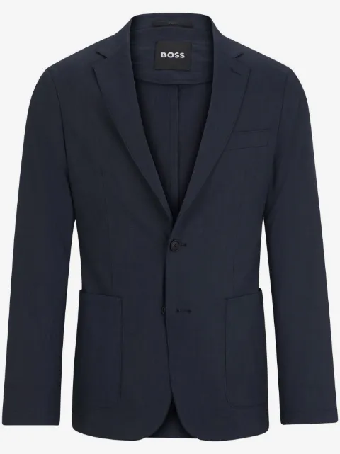 BOSS Blazer de linho misto com abotoamento