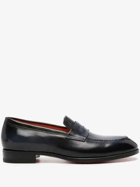Santoni faded leather penny loafers