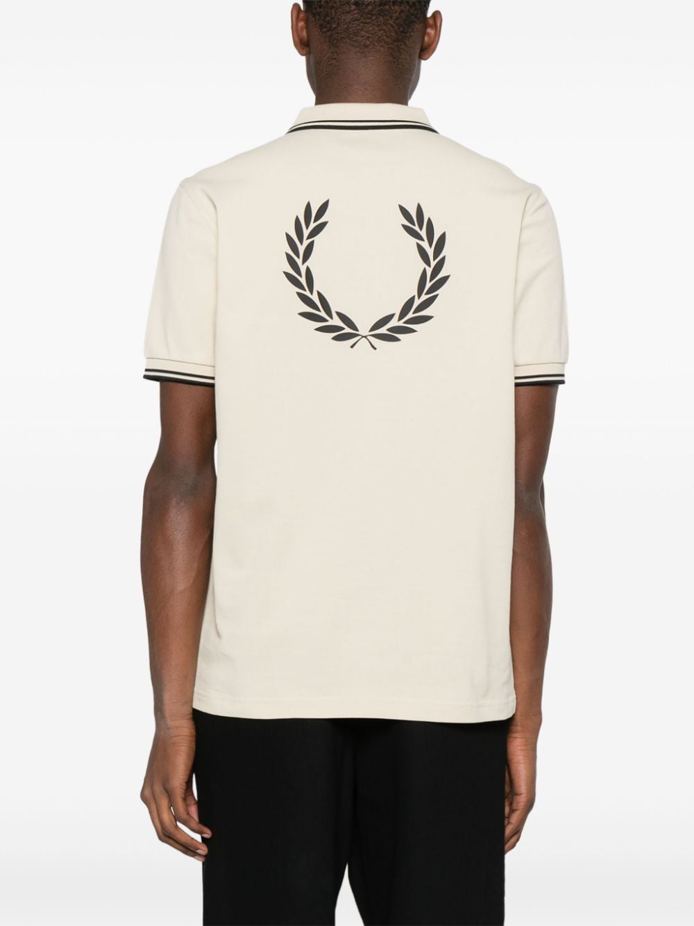 Shop Fred Perry Logo-embroidered Cotton Polo Shirt In Neutrals