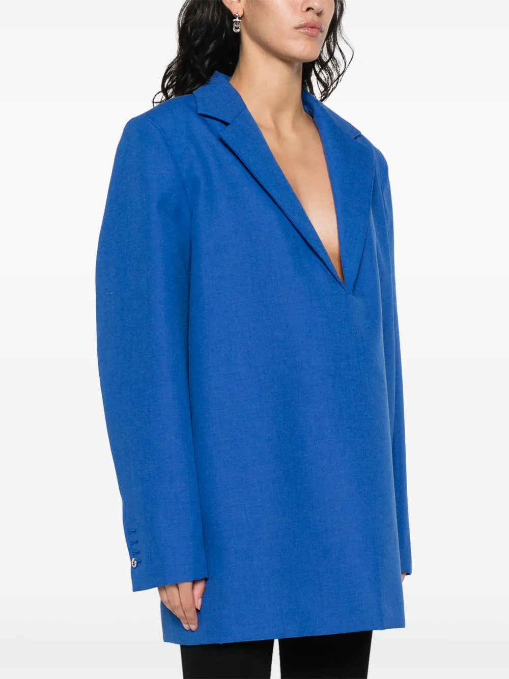 Shop Coperni Long-sleeve Wool Blouse In Blue