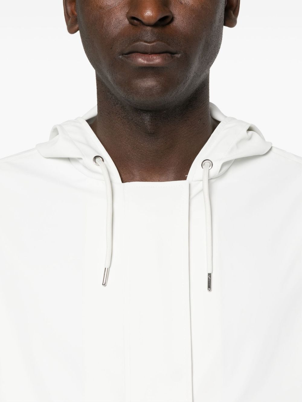 Shop Rains Zip-up Hooded Jacket In White