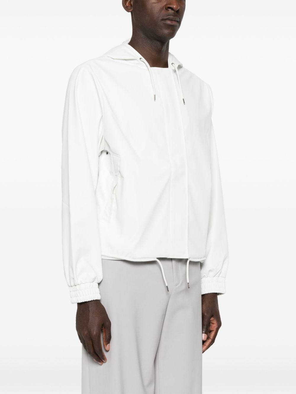 Shop Rains Zip-up Hooded Jacket In White