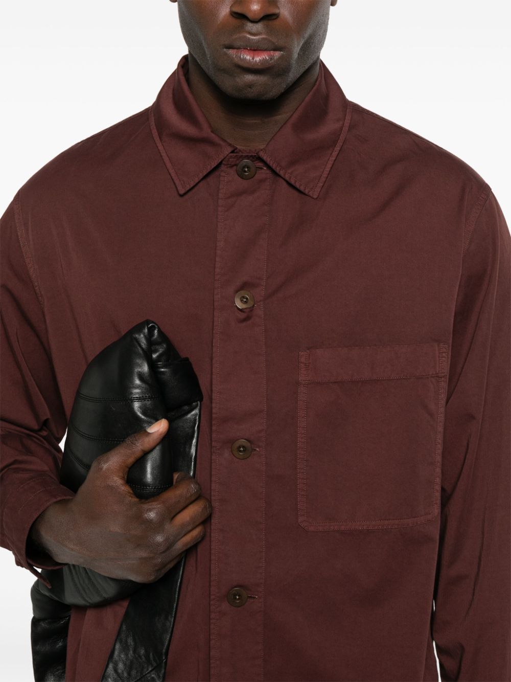 Shop Lemaire Plain Cotton Shirt In Brown