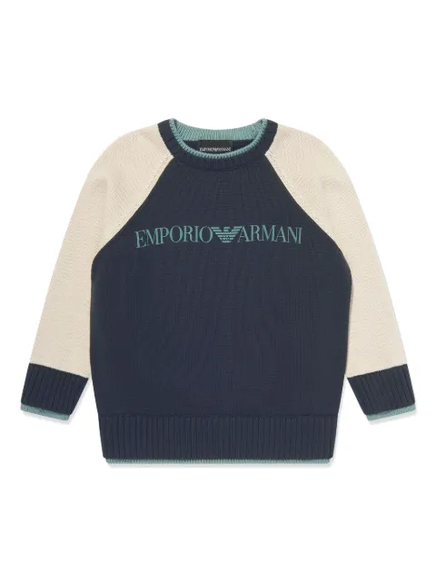 Emporio Armani Kids logo-print panelled jumper