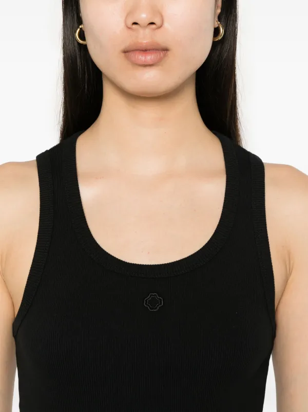 Maje Camiseta Tejida De Canalé Con Logo Bordado Negro FARFETCH CO