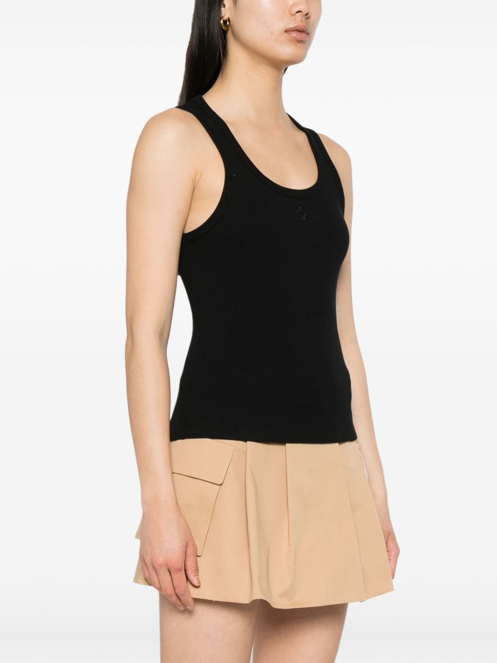 Shop Maje Embroidered-logo Ribbed Tank Top In Black