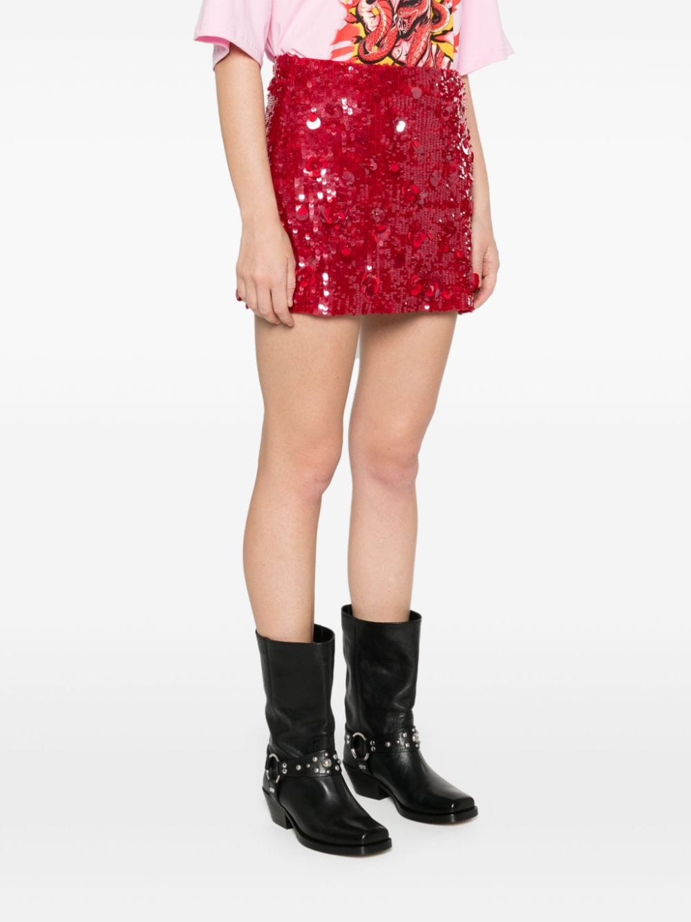 Shop P.a.r.o.s.h Glow Mini Skirt In Red