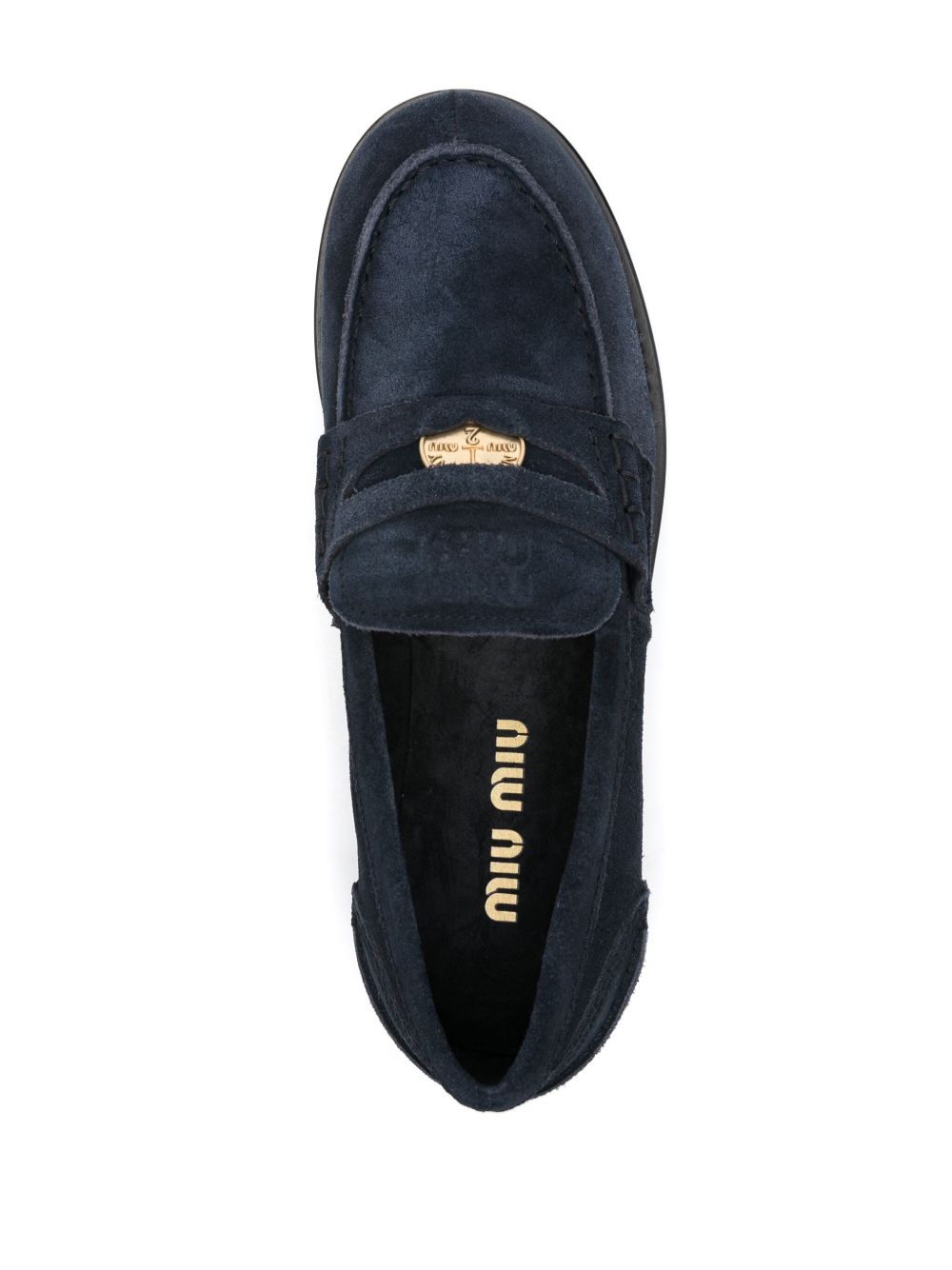 Cheap Miu Miu logo-debossed suede loafers Women